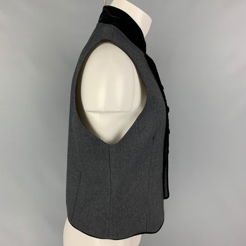 CASPAR SALDANHA Size M Gray Black Wool Double Breasted Vest