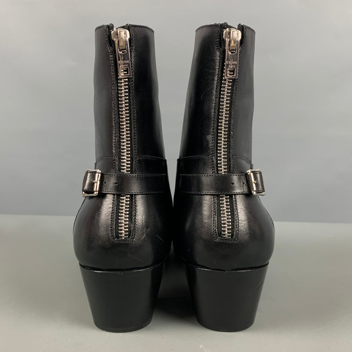 CELINE Size 8 Black Back Zip Boots