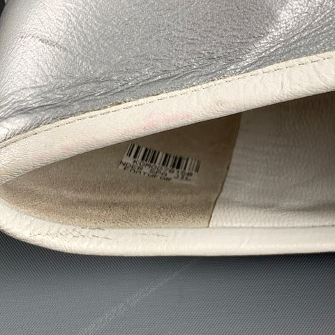 JIL SANDER Size 10 Silver White Leather Contrast Trim Platform Flats