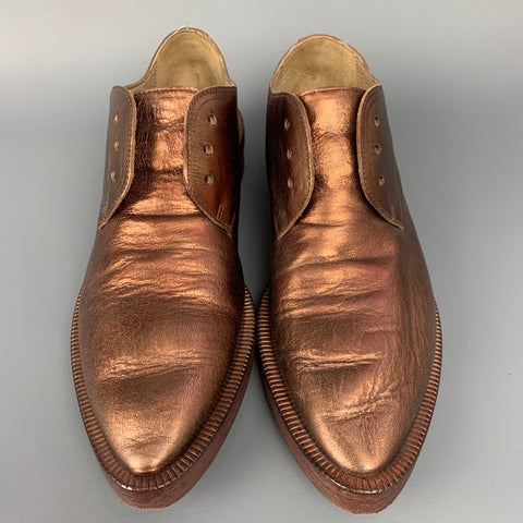 MARSELL Talla 7.5 Cordones planos de punta estrecha de cuero cobre