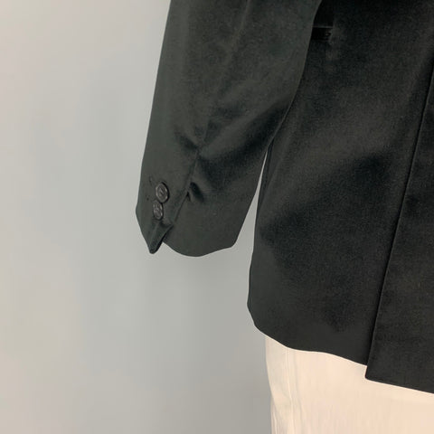 THEORY Size 46 Black Velvet Cotton Lycra Peak Lapel Sport Coat