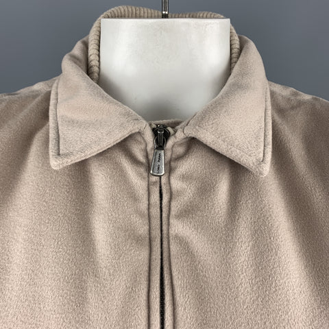 LORO PIANA Chaleco Storm System con cremallera y cachemira beige avena talla XL