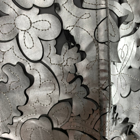 MARC JACOBS Taille 0 Haut robe sans manches découpé en cuir gris argenté
