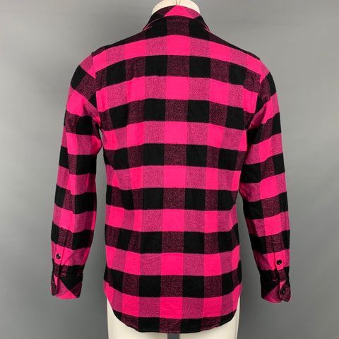SANDRO Size M Pink & Black Buffalo Plaid Brushed Cotton Long Sleeve Shirt