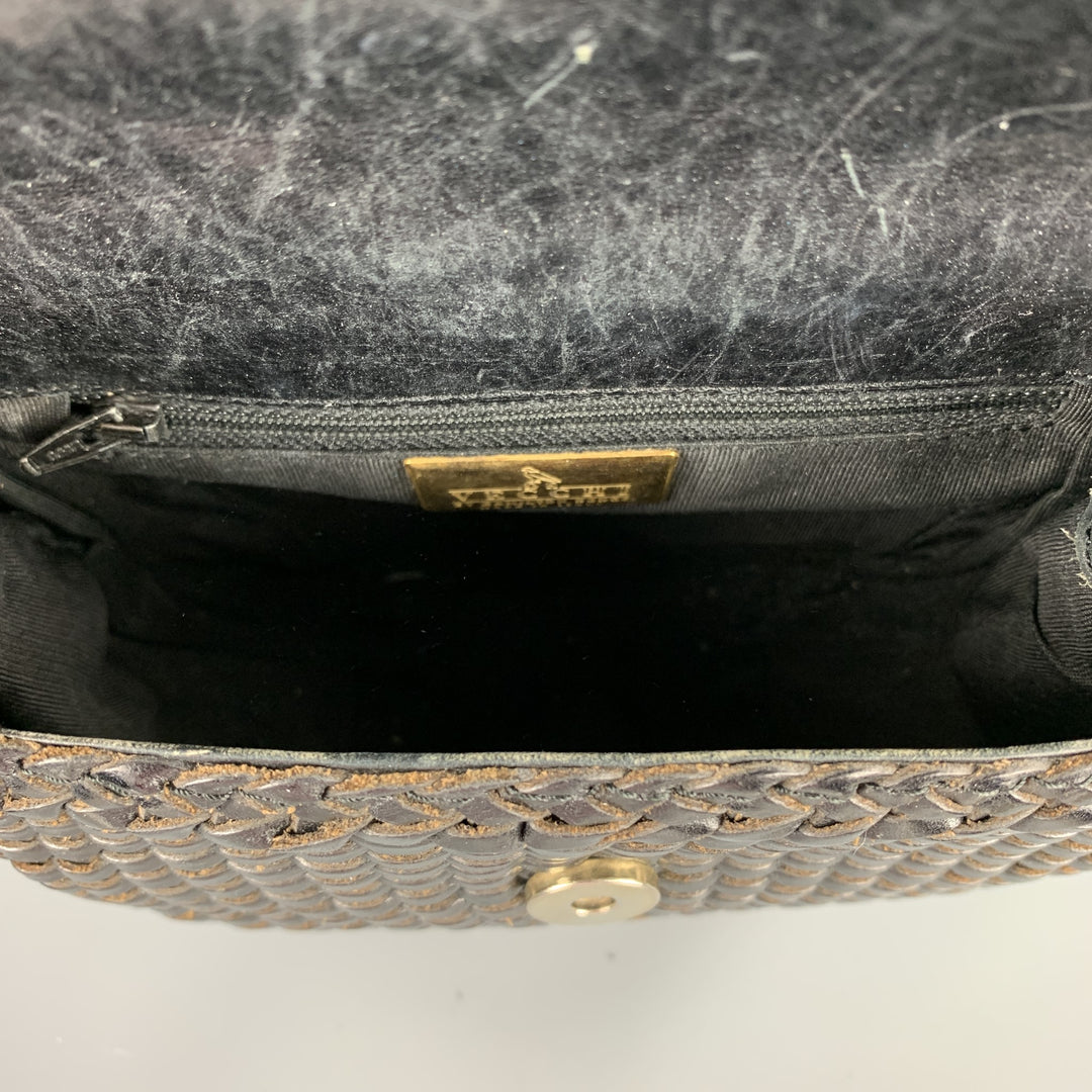 DE VECCHI by HAMILTON TON HODGE Brown Woven Leather Shoulder Handbag
