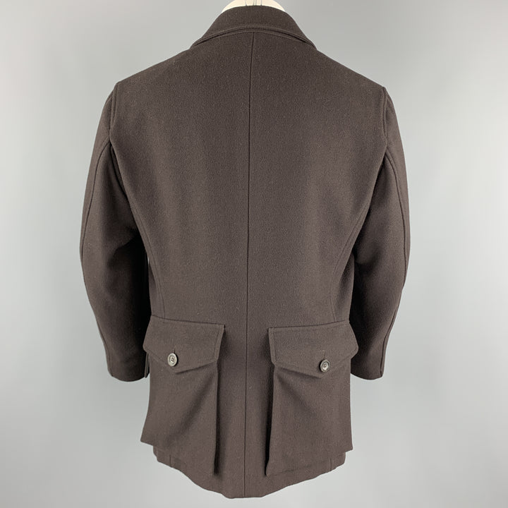 GUCCI Chest Size 38 Brown Wool Peak Lapel Hidden Buttons Back Pockets Jacket
