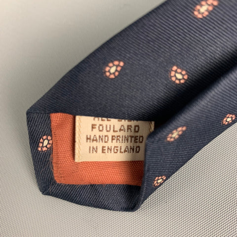 BERT PULITZER Navy Pink Paisley Silk Tie