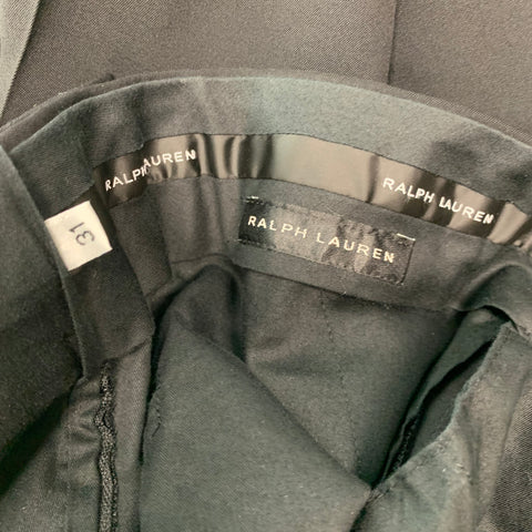 RALPH LAUREN Size 31 Black Wool Tuxedo Dress Pants
