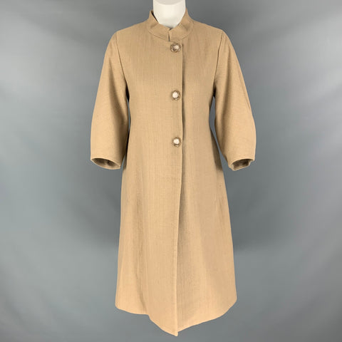 NICOLE FARHI Size 6 Beige Cotton 3/4 Sleeves Coat