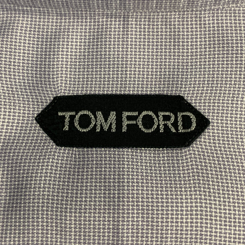 TOM FORD Size M Lavender Grid Cotton Spread Collar Button Up Long Sleeve Shirt