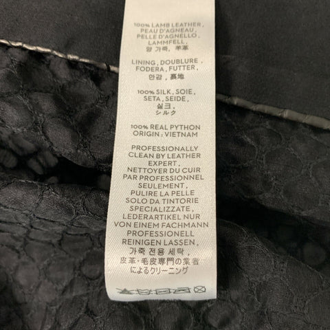 REED KRAKOFF Size 2 Black Silk &  Cotton Snake Skin Mixed Fabrics Blouse