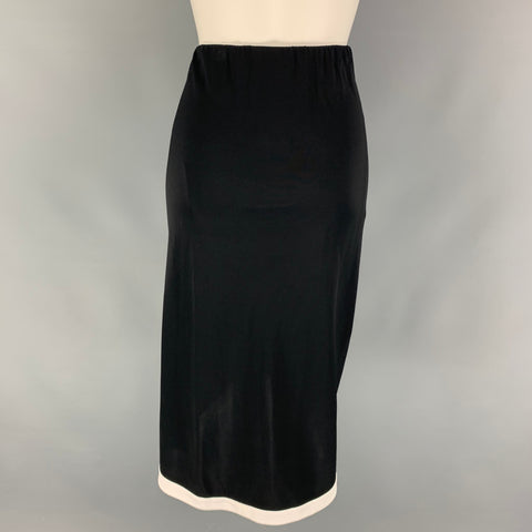 RALPH LAUREN Black Label Size 6 Black White Viscose Nylon Contrast Trim Wrap Skirt
