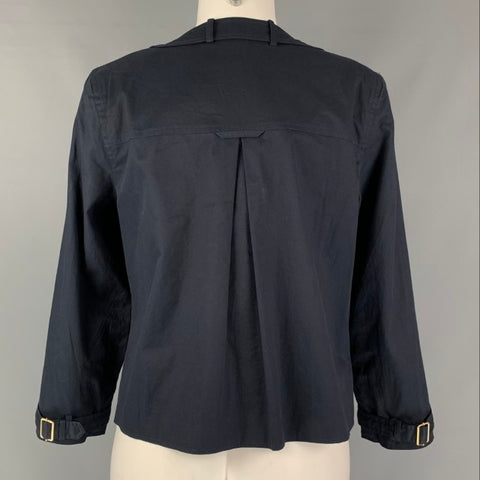 CHRIS BENZ Size 6 Navy Cotton Solid Jacket