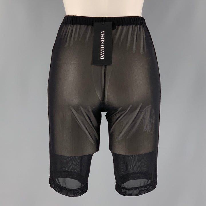 DAVID KOMA Size 10 Black Polyester  Elastane See Through Shorts
