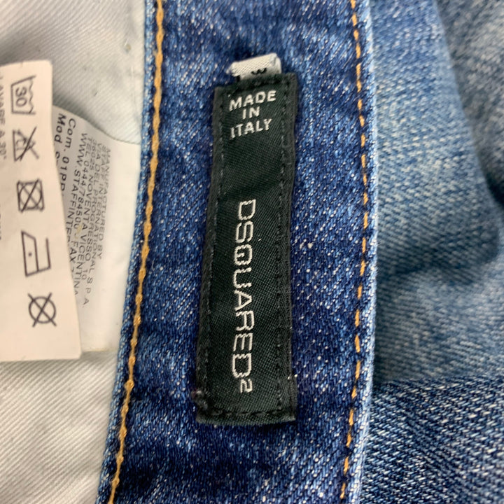 DSQUARED2 Size 32 Blue Distressed Button Fly Jeans
