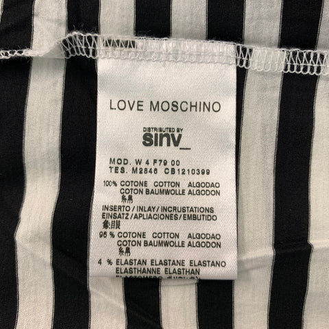 LOVE MOSCHINO Size 6 Black & White Stripe Cotton Bow T-Shirt