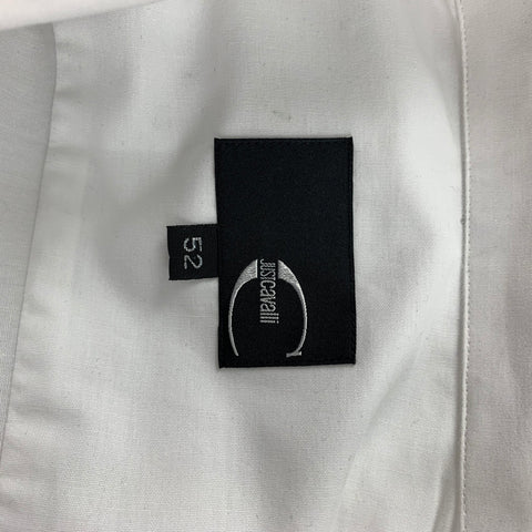 JUST CAVALLI Size L White & Black Cotton Button Up Long Sleeve Shirt
