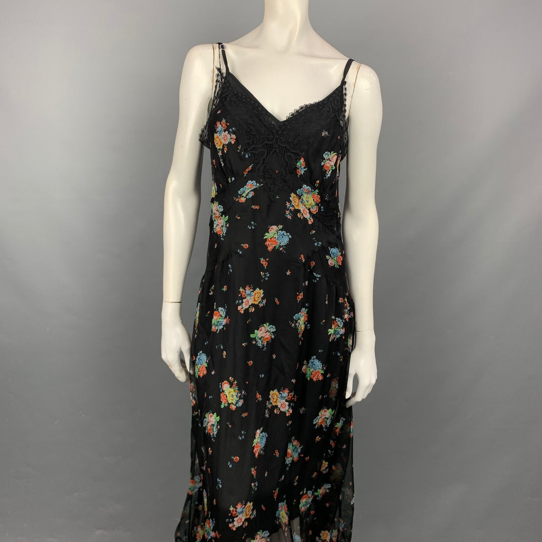 PACO RABANNE Size 4 Black Floral Lace Silk Maxi Dress – Sui Generis  Designer Consignment