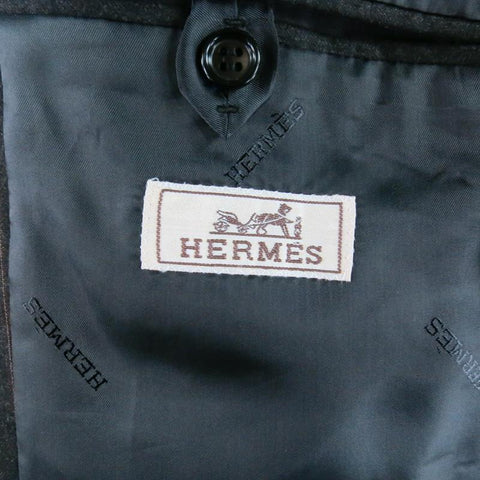 HERMES 42 Regular Charcoal Pinstriped Wool 2 Button 3 Flap Pocket Suit