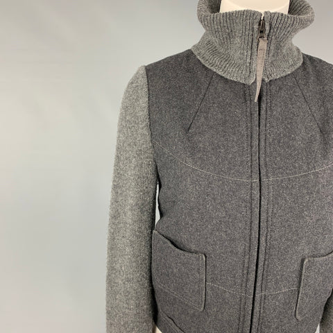 HANII Size 6 Grey Charcoal Wool Rayon Zip Up Jacket