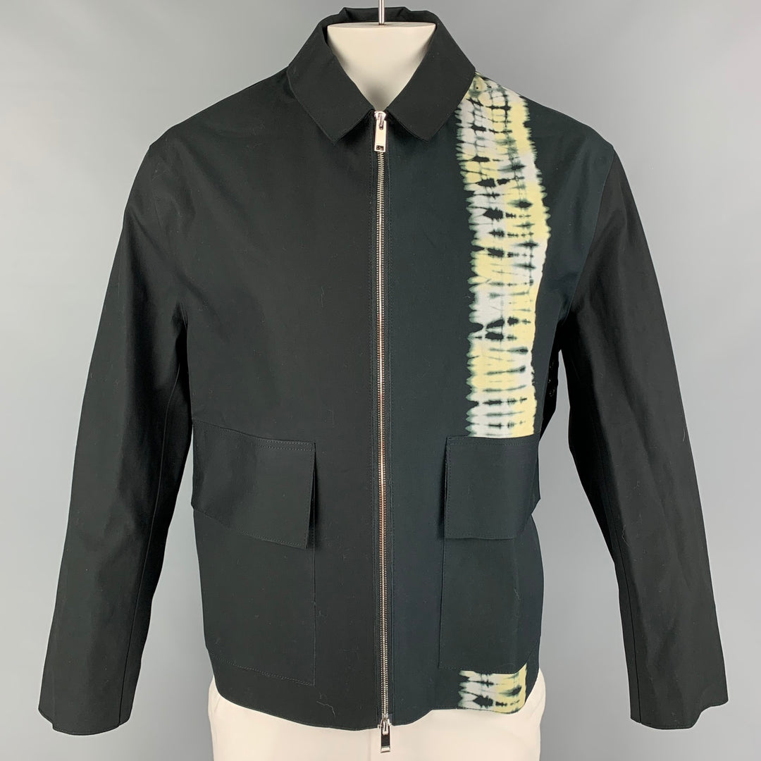 MACKINTOSH x JOHN ELLIOTT Size L Black Grey Tie Dye Bonded Cotton Zip Up Jacket