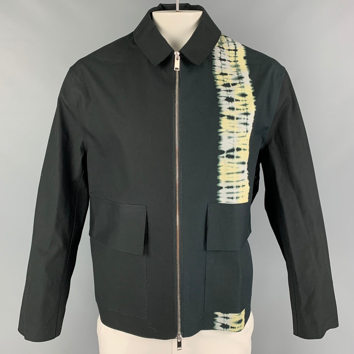 MACKINTOSH x JOHN ELLIOTT Size L Black Grey Tie Dye Bonded Cotton Zip Up Jacket
