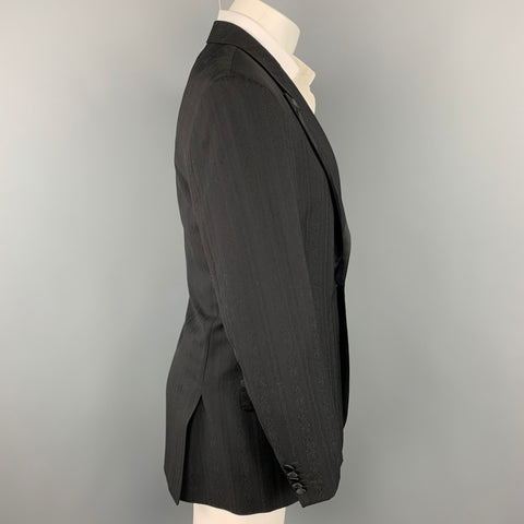 PAUL SMITH Size 38 Black Stripe Viscose Peak Lapel Sport Coat