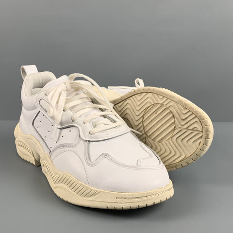 ADIDAS Size 10 White Leather Chunky Heel Sneakers