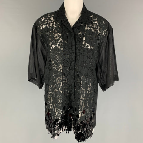 DRIES VAN NOTEN Taille M Chemise à manches courtes en coton mélangé noir Payette Sequin