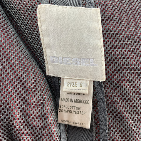 DIESEL Size S Grey Solid Cotton Blend Peak Lapel Suit