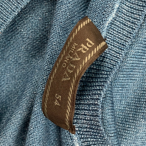 PRADA Size XL Blue Wool Silk Crew-Neck Pullover