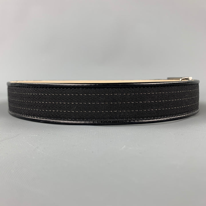 ESCADA Size XS 26 Black Contrast Stitch Ribbon Leather Belt