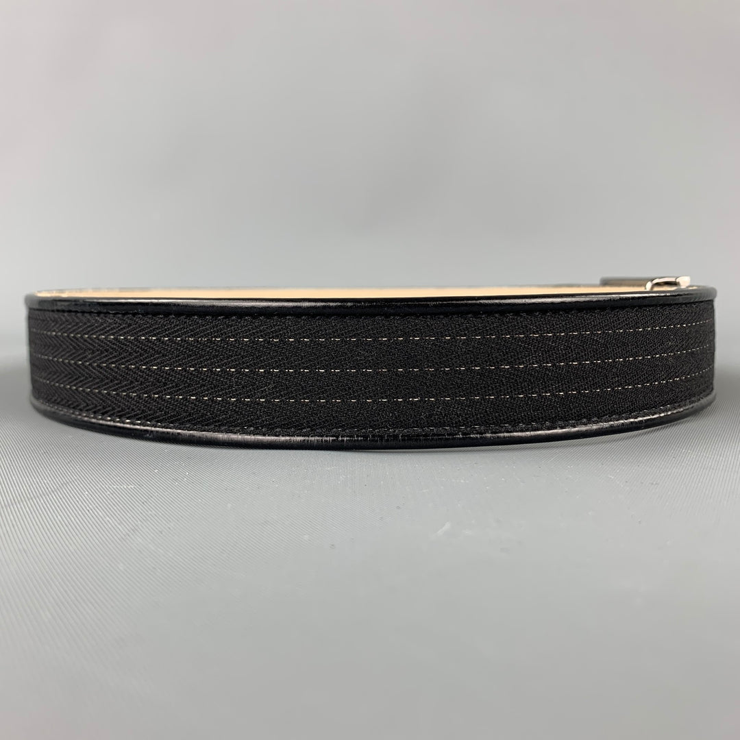 ESCADA Talla 34 Cinturón de cuero con cinta con puntadas en contraste negro