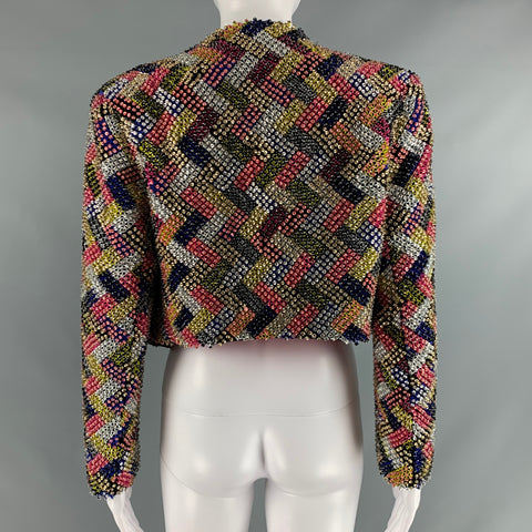 RUBIN SINGER Chaqueta asimétrica en zigzag de seda multicolor talla M