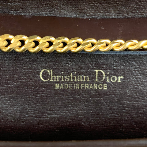 Vintage CHRISTIAN DIOR Brown Beige Monogram Canvas Leather Handbag