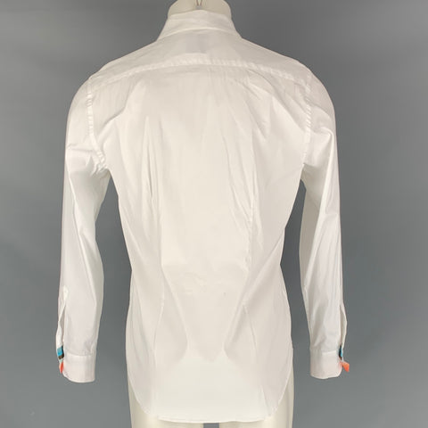 PAUL SMITH Size M Solid Cotton Club Collar White Long Sleeve Shirt
