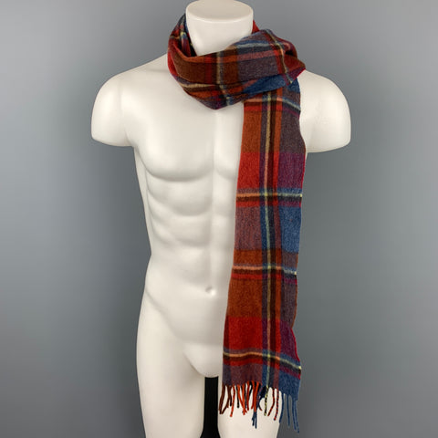 BEGG Brick Plaid Wool / Angora Fringe Scarf