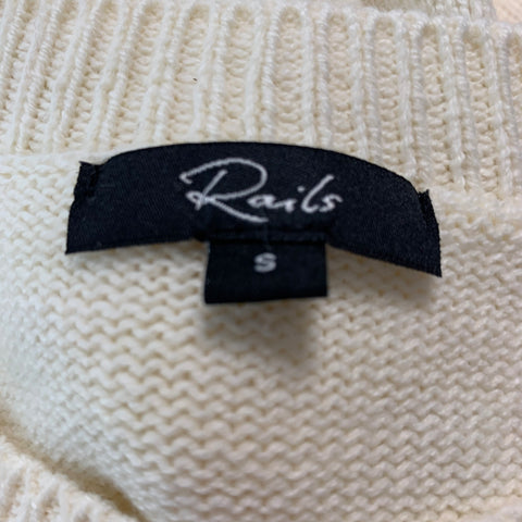 RAILS Taille S Crème Rouge Coton Acrylique Fraise Ras du Cou Pull