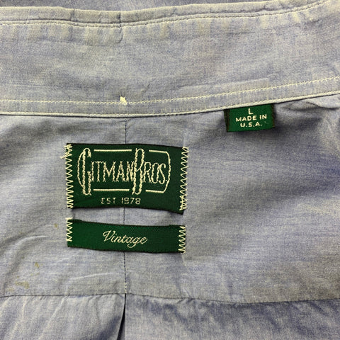 GITMAN VINTAGE Size L Light Blue Heather Cotton Button Down Long Sleeve Shirt