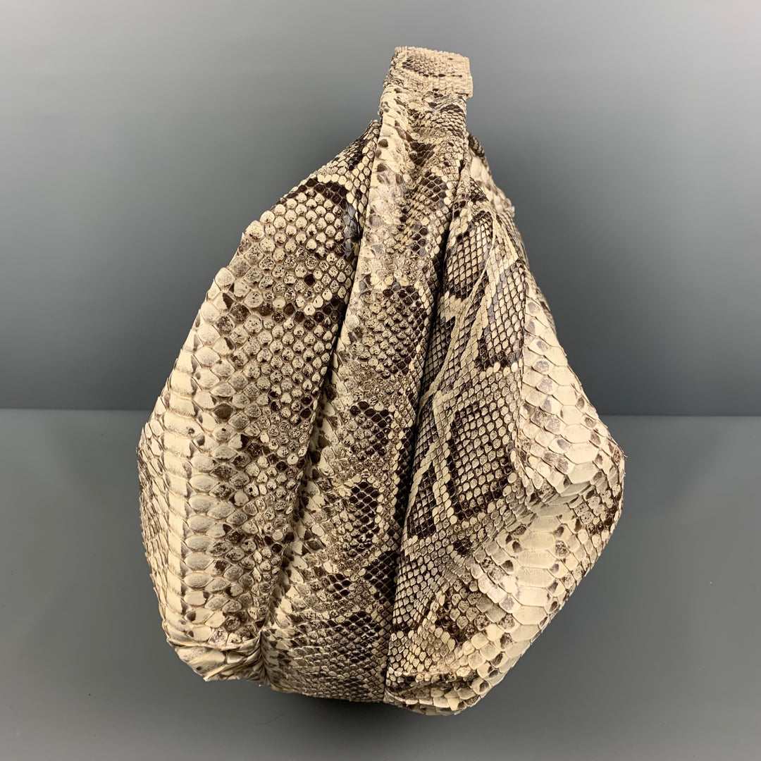 NO BRAND Beige Brown Snake Skin Hobo Handbag