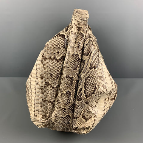 NO BRAND Beige Brown Snake Skin Hobo Handbag