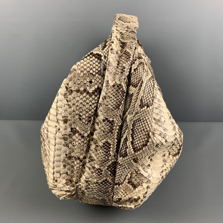 NO BRAND Beige Brown Snake Skin Hobo Handbag