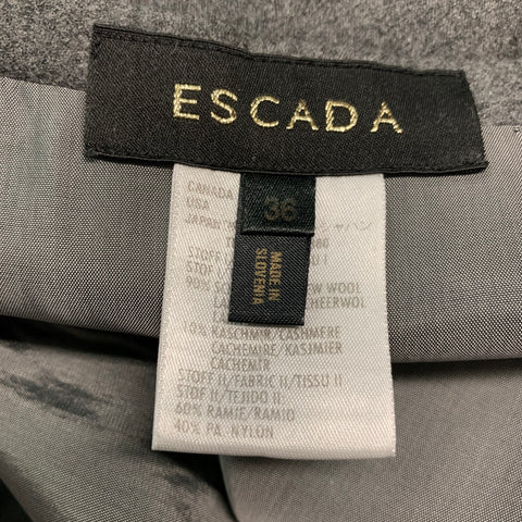 ESCADA Taille 6 Jupe crayon mi-mollet en laine et cachemire gris argenté