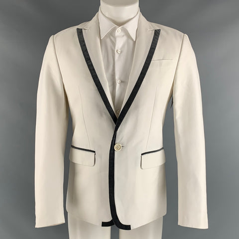 DSQUARED2 Size 38 Off White Grey Solid Cotton Silk Sport Coat