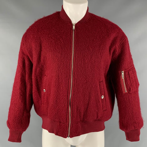 CHRISTIAN DADA Size S Red Brick Solid Wool Blend Bomber Jacket