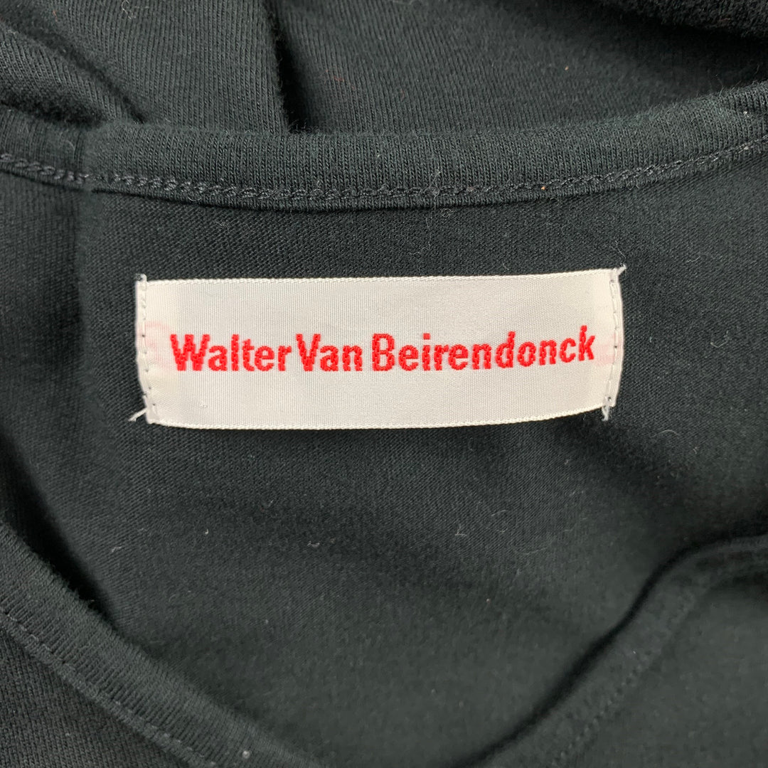 WALTER VAN BEIRENDONCK Size M Black Graphic Cotton V-Neck T-shirt