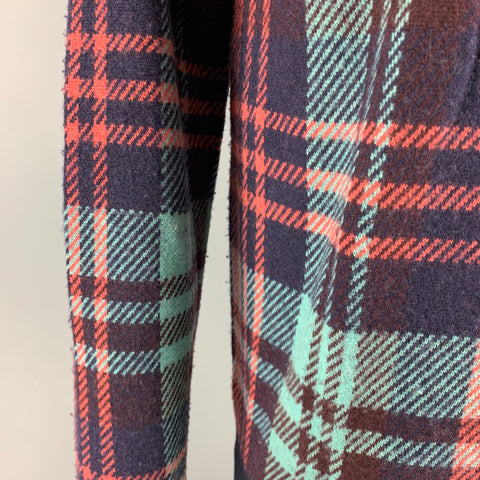 SCOTCH AND SODA Size XL Brown Blue & Red Plaid Knit Crew-Neck Sweater
