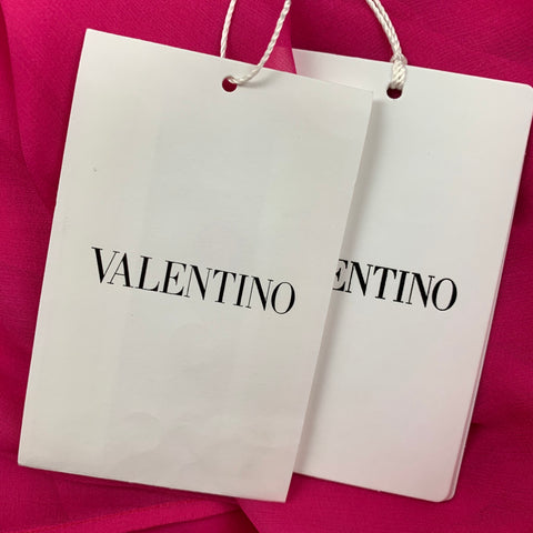 VALENTINO Blusa de seda rosa con lazo transparente talla S