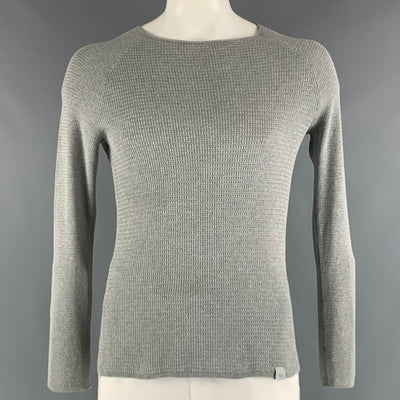 EMPORIO ARMANI Size S Gray Waffle Knit Wool Blend Raglan Pullover