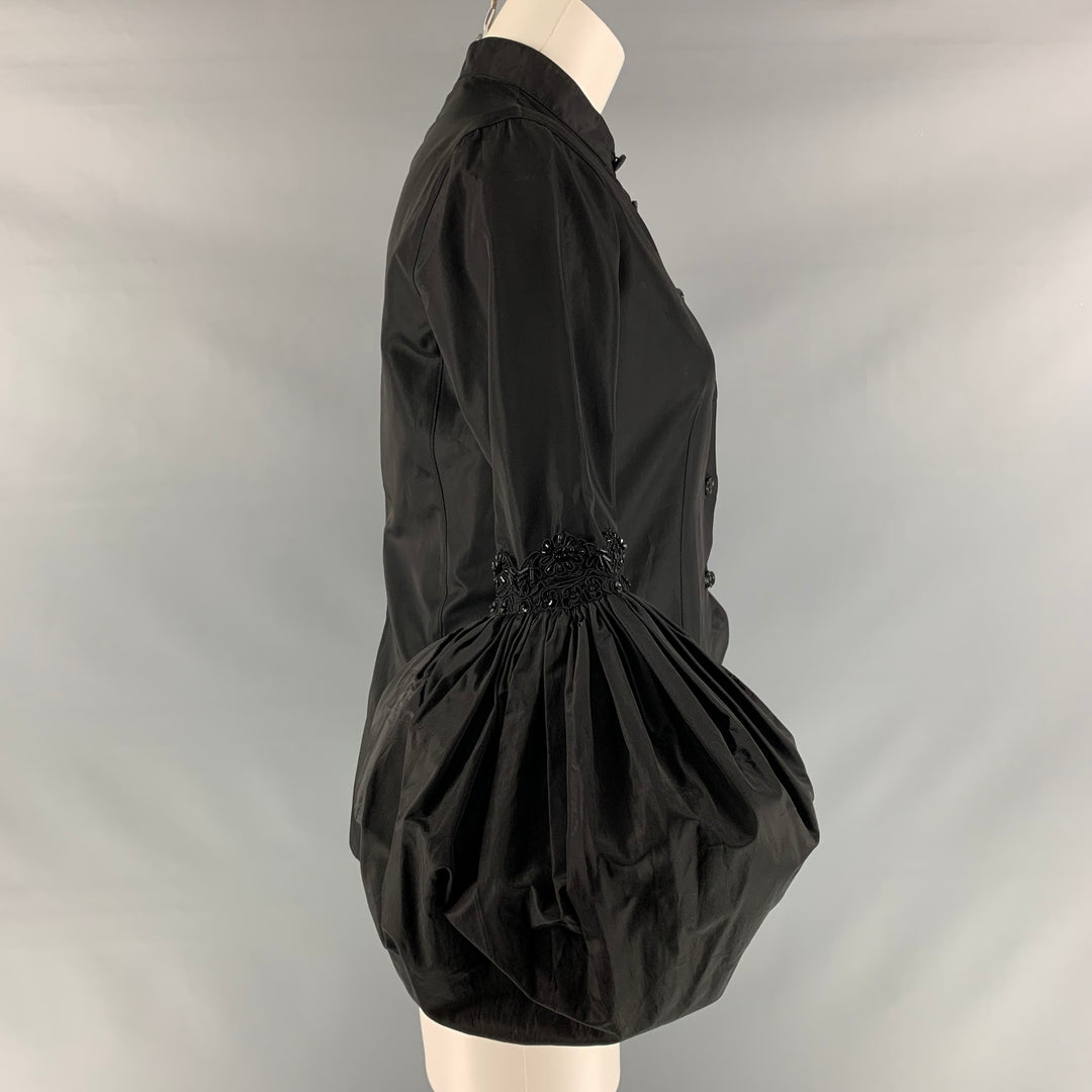EMPORIO ARMANI Size 10 Black Acetate Blend Beaded Blouse